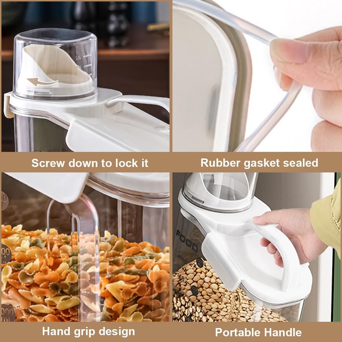 SML Food Storage Jar, Transparent Sealed Rice Bucket, Airtight Kitchen Dry Food Container, Multifunctional Sealed Cereal Dispenser, Moisture-proof Handle Oatmeal Dispenser, Food Storage Containers with Pouring Spout SML Food Storage Jar, Transparent Sealed Rice Bucket, Airtight Kitchen Dry Food Container, Multifunctional Sealed Cereal Dispenser, Moisture-proof Handle Oatmeal Dispenser, Food Storage Containers with Pouring Spout